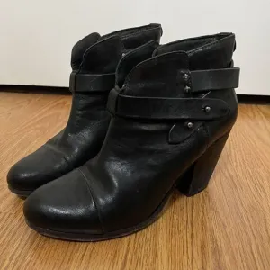 Rag &amp; Bone black leather heeled ankle booties with strap size EU 38 US 8