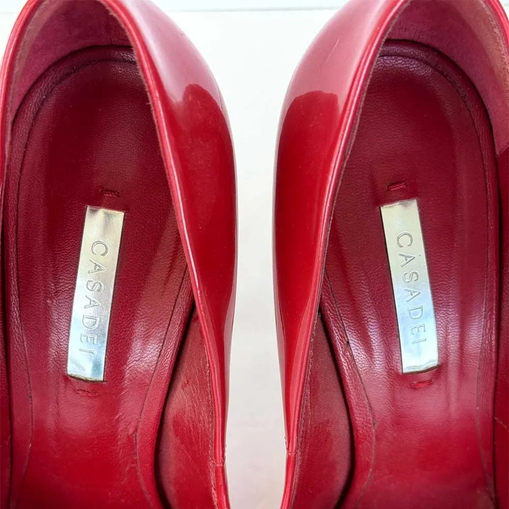 Red Patent Blade Pumps