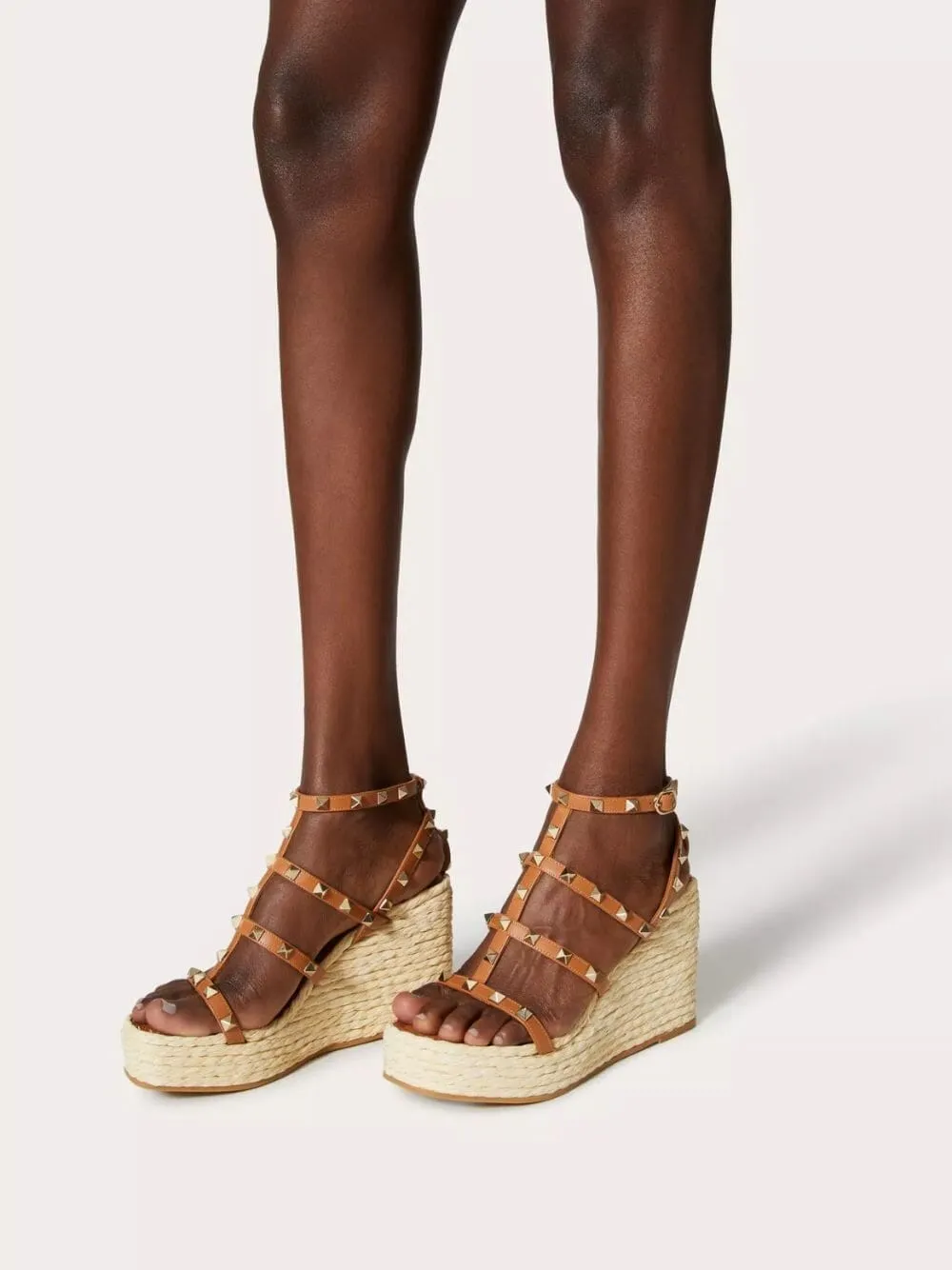 Rockstud Calfskin Wedge 95mm Sandals