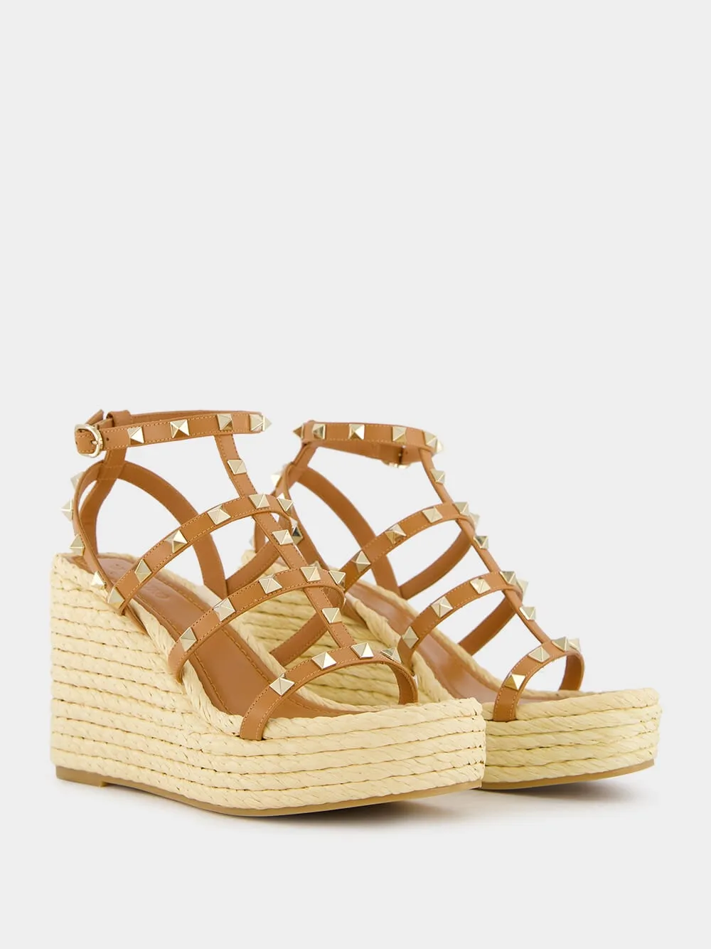 Rockstud Calfskin Wedge 95mm Sandals