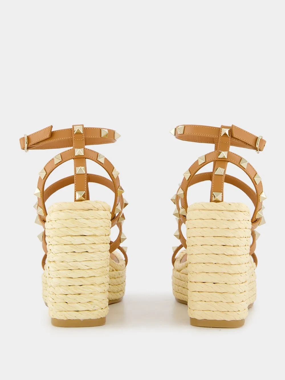 Rockstud Calfskin Wedge 95mm Sandals