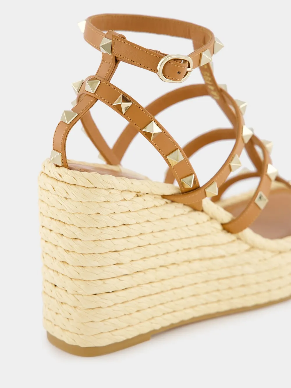 Rockstud Calfskin Wedge 95mm Sandals