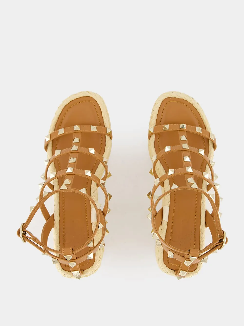 Rockstud Calfskin Wedge 95mm Sandals