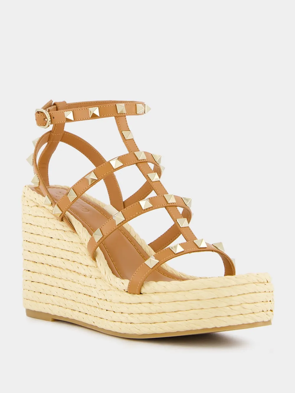 Rockstud Calfskin Wedge 95mm Sandals