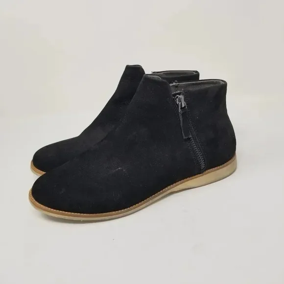 Rollie Side Zip Black Nubuck Leather Booties 6