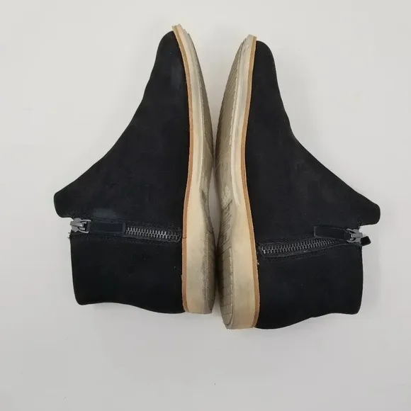 Rollie Side Zip Black Nubuck Leather Booties 6