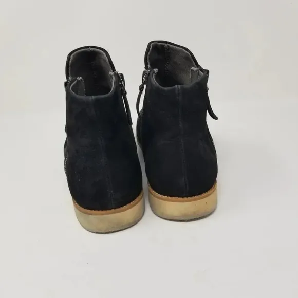 Rollie Side Zip Black Nubuck Leather Booties 6