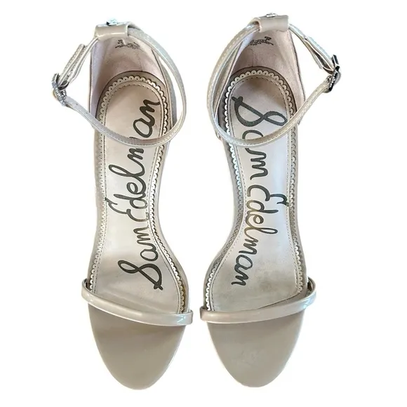 Sam Edelman | Women’s nude/tan patent ankle strap single bridge strap, size 8.5