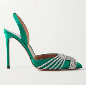 Satin rhinestone stiletto high heel pumps shoes for women