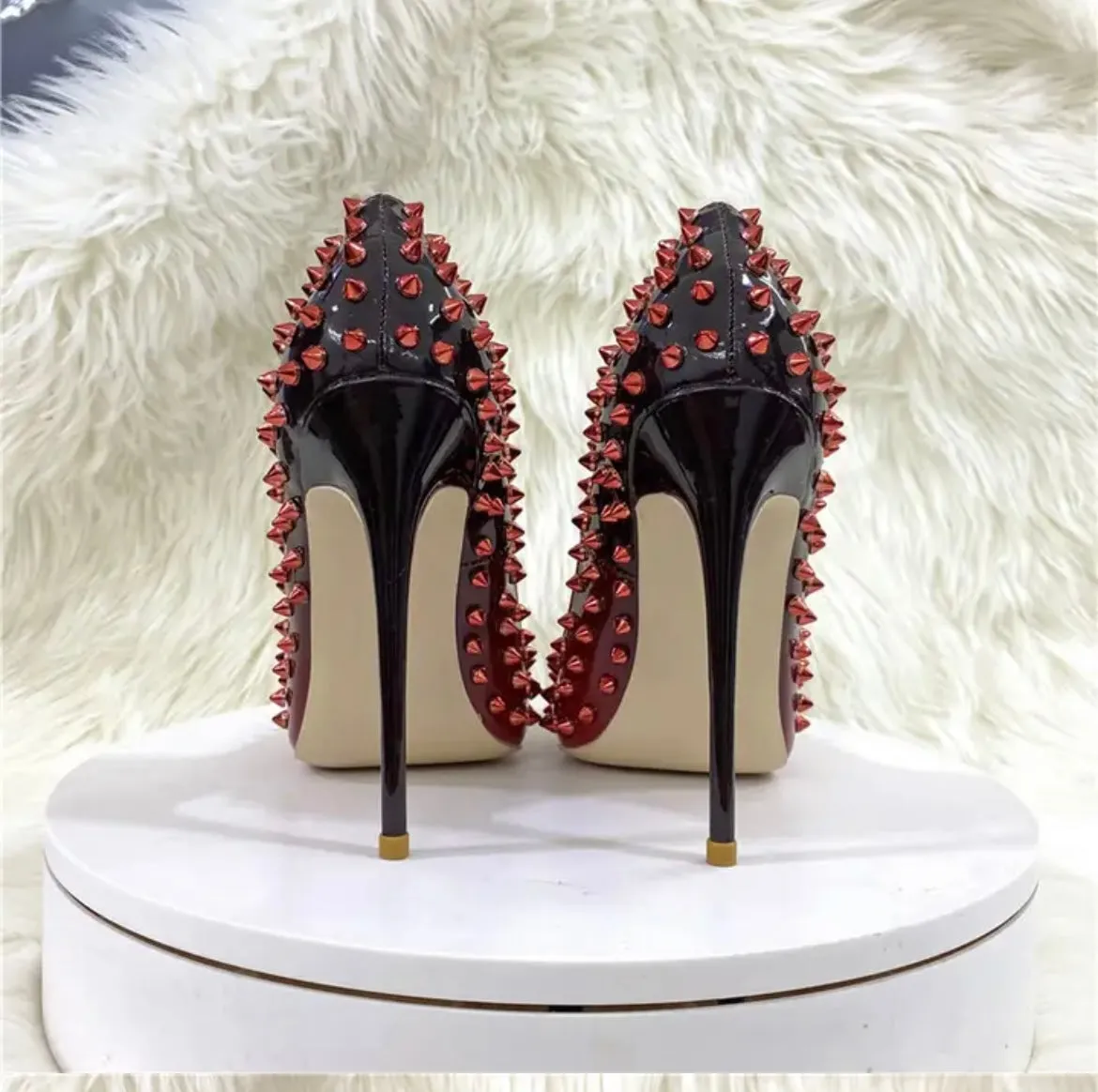 Scarlet Studded Toe Pumps - Size 1 (eu33)  IN STOCK