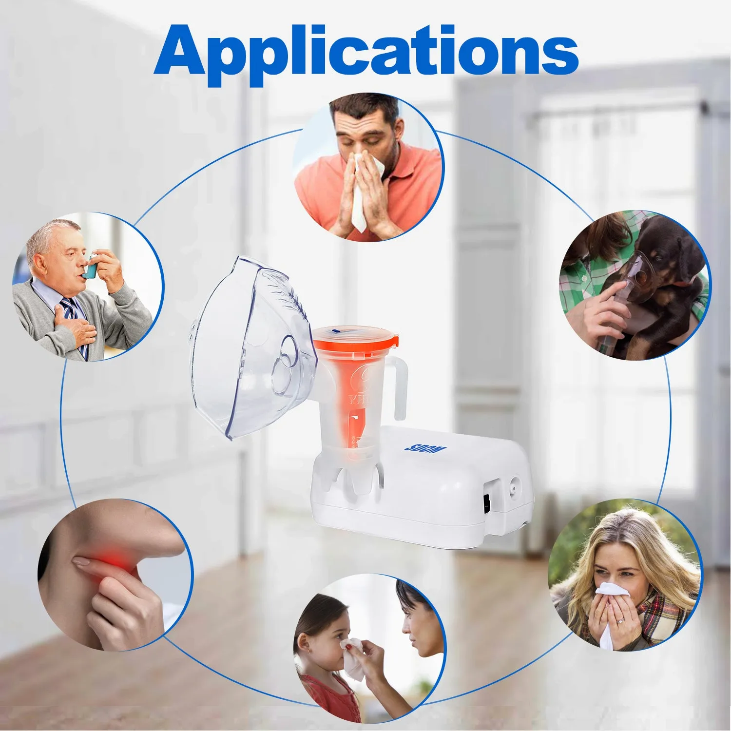 SDOM Portable Nebulizer Machine for Adults & Kids - Jet Compressor Nebulizer with Accessory Set - Personal Cool Mist Inhaler for Asthma, Breathing Issues - Home & Travel Use, Quiet & Efficient