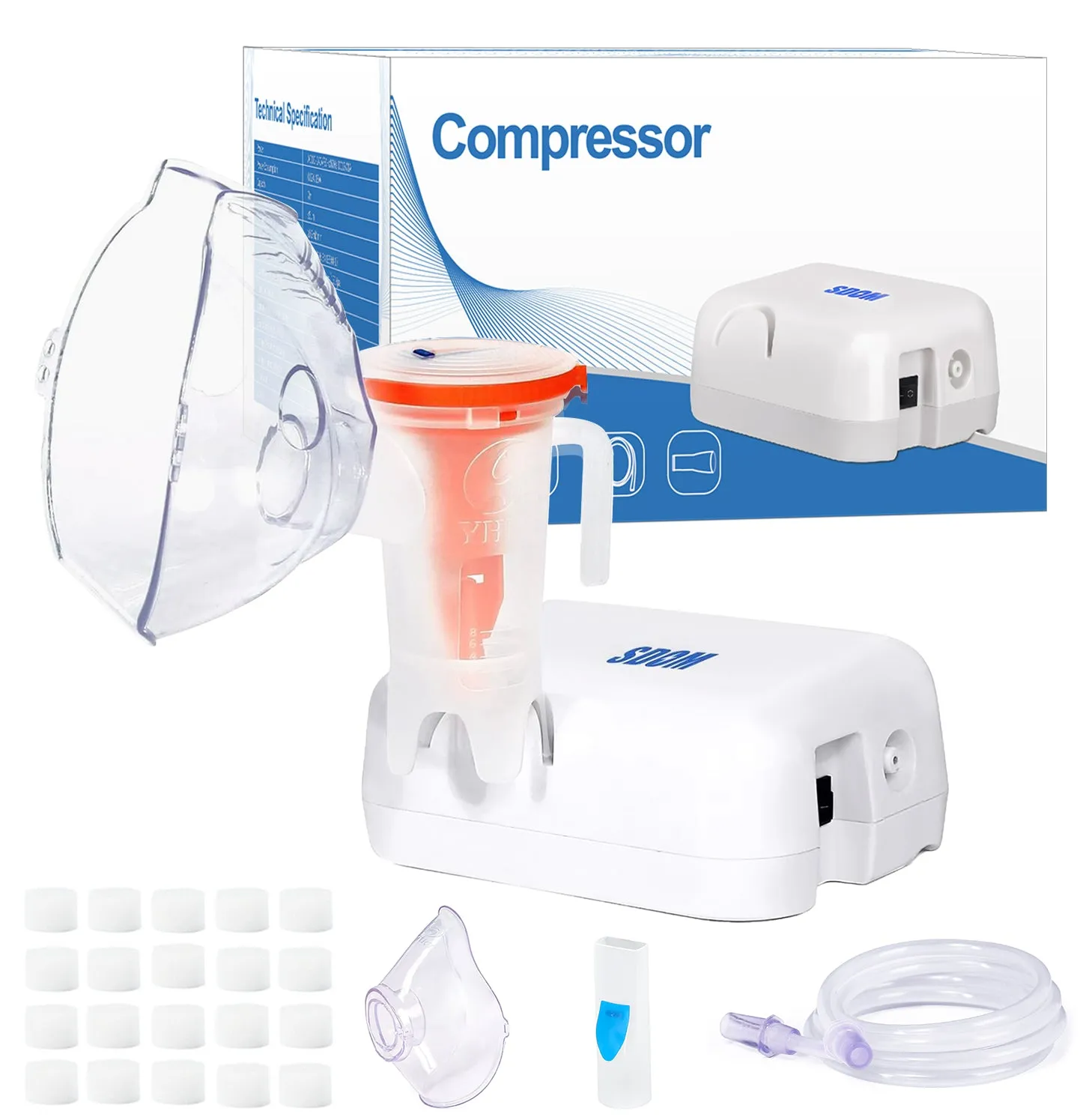 SDOM Portable Nebulizer Machine for Adults & Kids - Jet Compressor Nebulizer with Accessory Set - Personal Cool Mist Inhaler for Asthma, Breathing Issues - Home & Travel Use, Quiet & Efficient