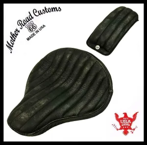 Seat P-Pad 12x13" Blk Dist Chopper Harley Softail Bobber Bates Style Tuck Roll