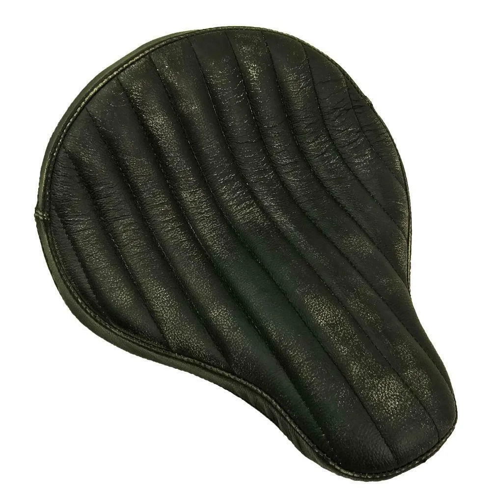 Seat P-Pad Chopper Harley Softail Bobber 13x15" Blk Dist Bates Style Tuck Roll