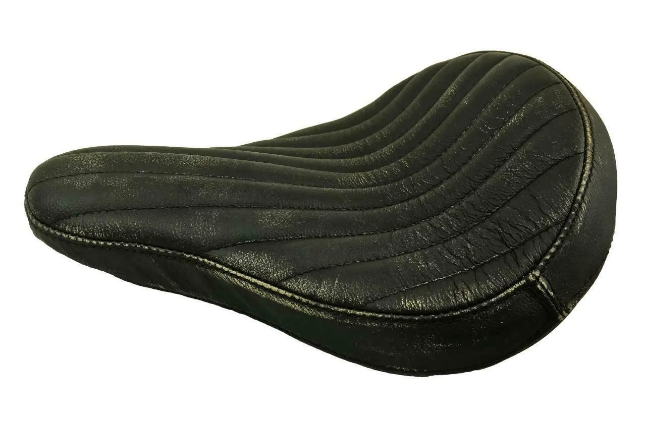 Seat P-Pad Chopper Harley Softail Bobber 13x15" Blk Dist Bates Style Tuck Roll