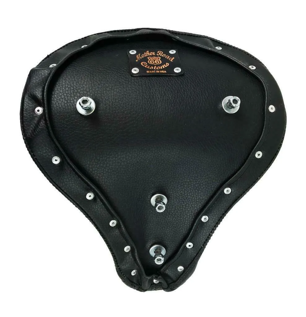Seat P-Pad Chopper Harley Softail Bobber 13x15" Blk Dist Bates Style Tuck Roll