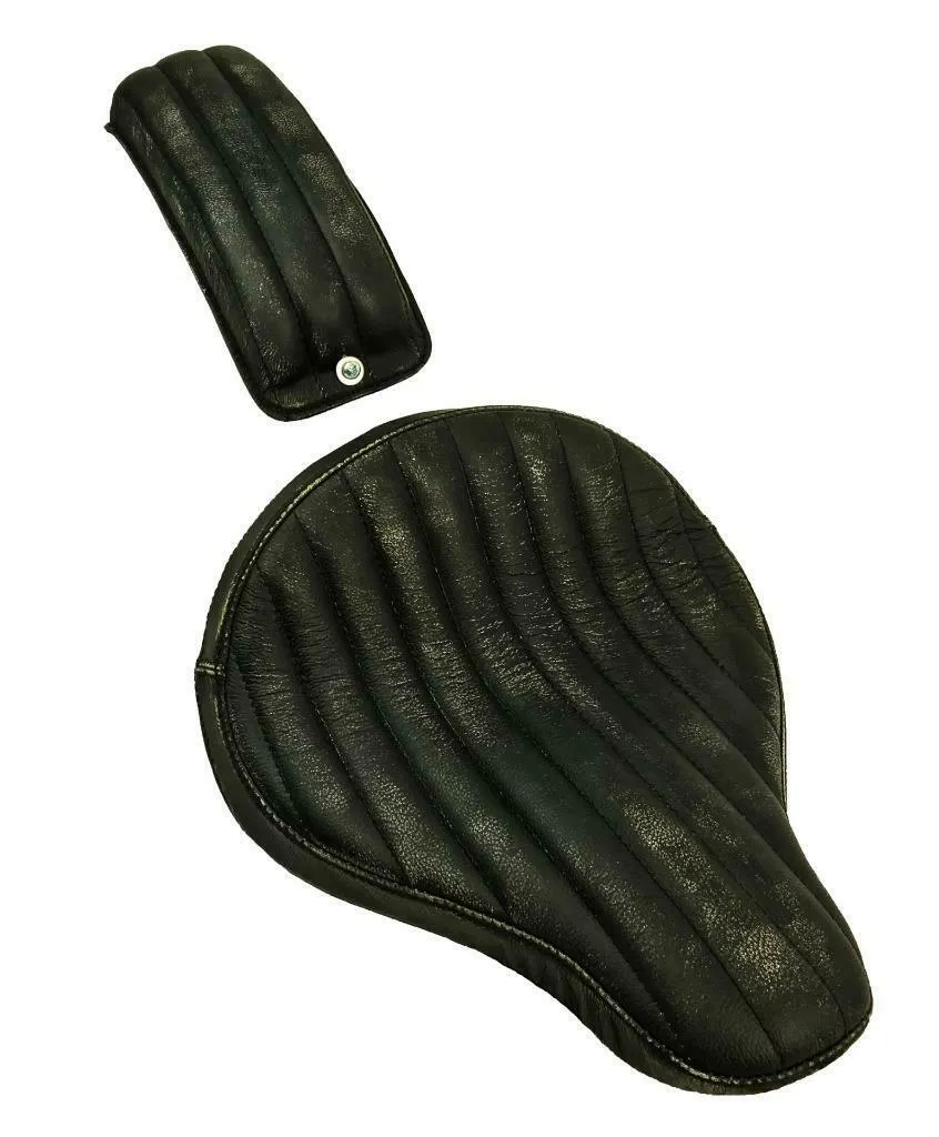 Seat P-Pad Chopper Harley Softail Bobber 13x15" Blk Dist Bates Style Tuck Roll