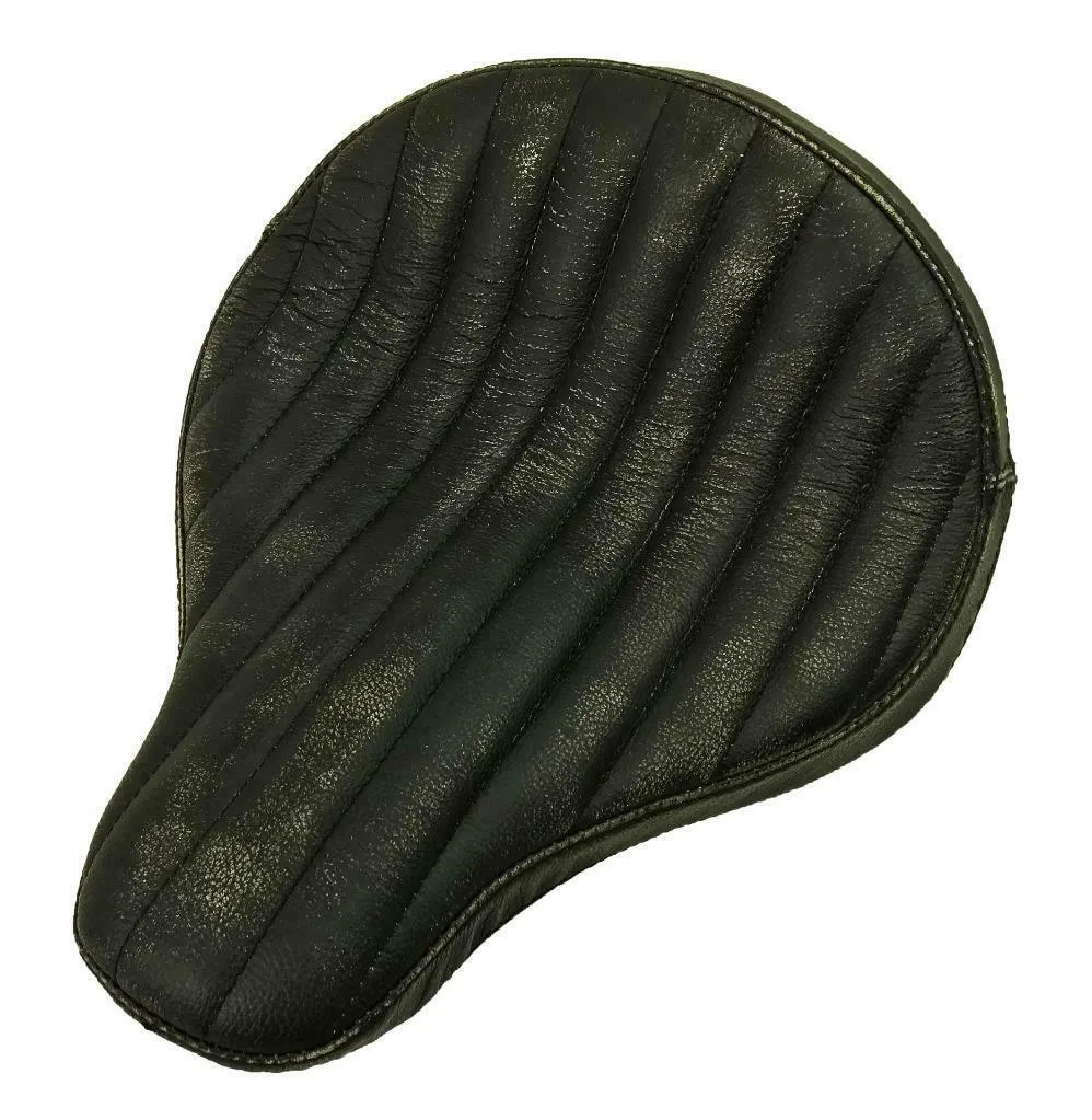 Seat P-Pad Chopper Harley Softail Bobber 13x15" Blk Dist Bates Style Tuck Roll