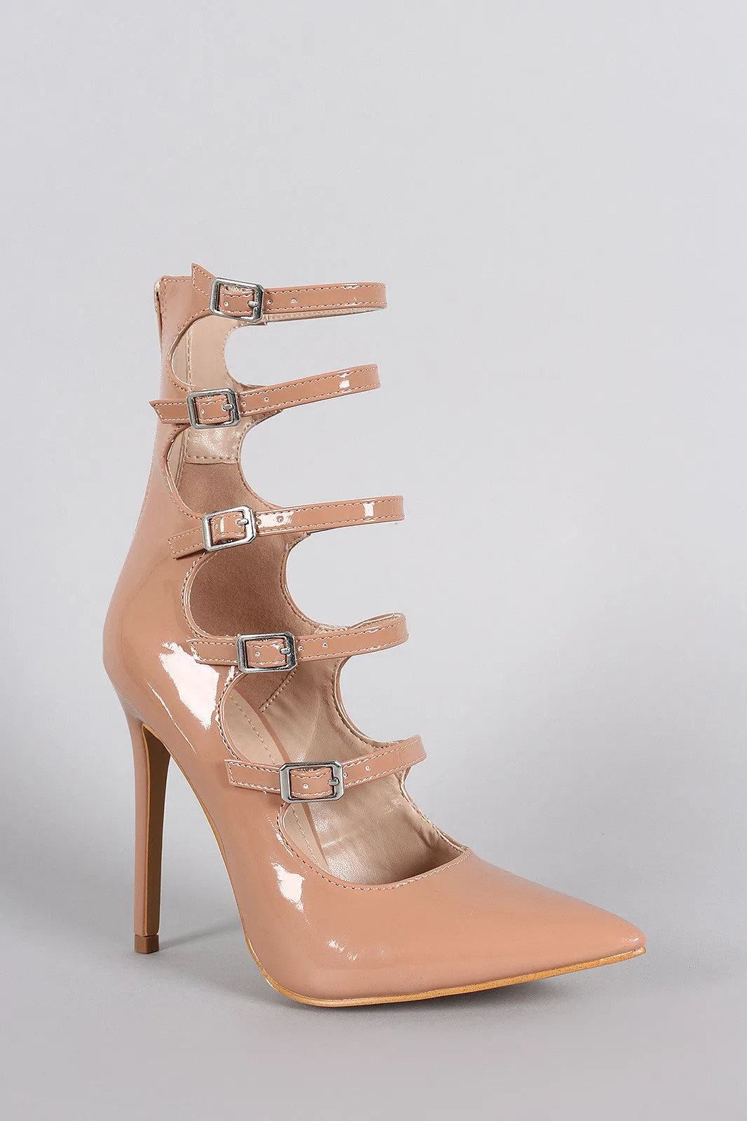 Shoe Republic LA Strappy Buckled Pointy Toe Stiletto Pump