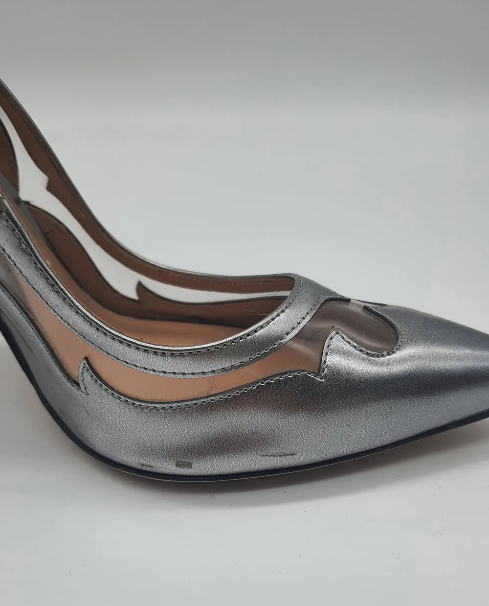 Silver Cut Out PVC Pumps