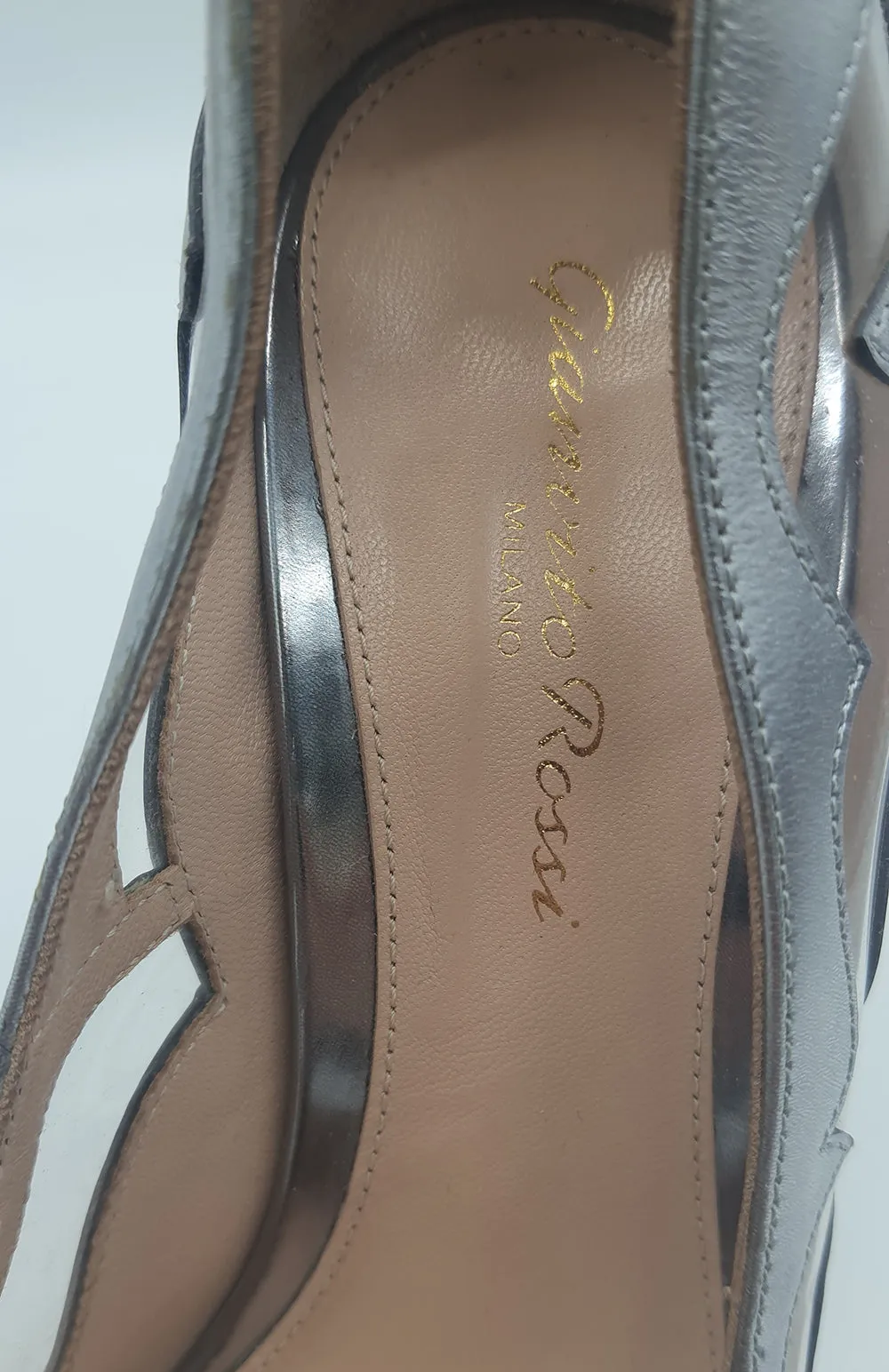 Silver Cut Out PVC Pumps