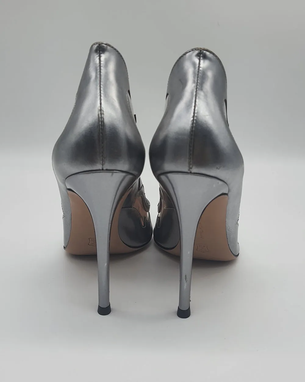Silver Cut Out PVC Pumps