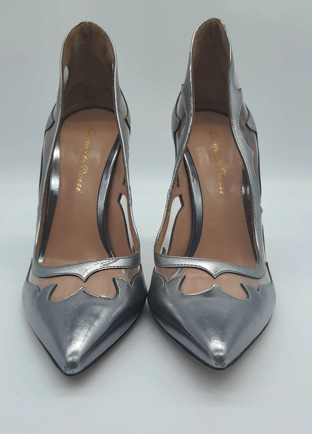Silver Cut Out PVC Pumps