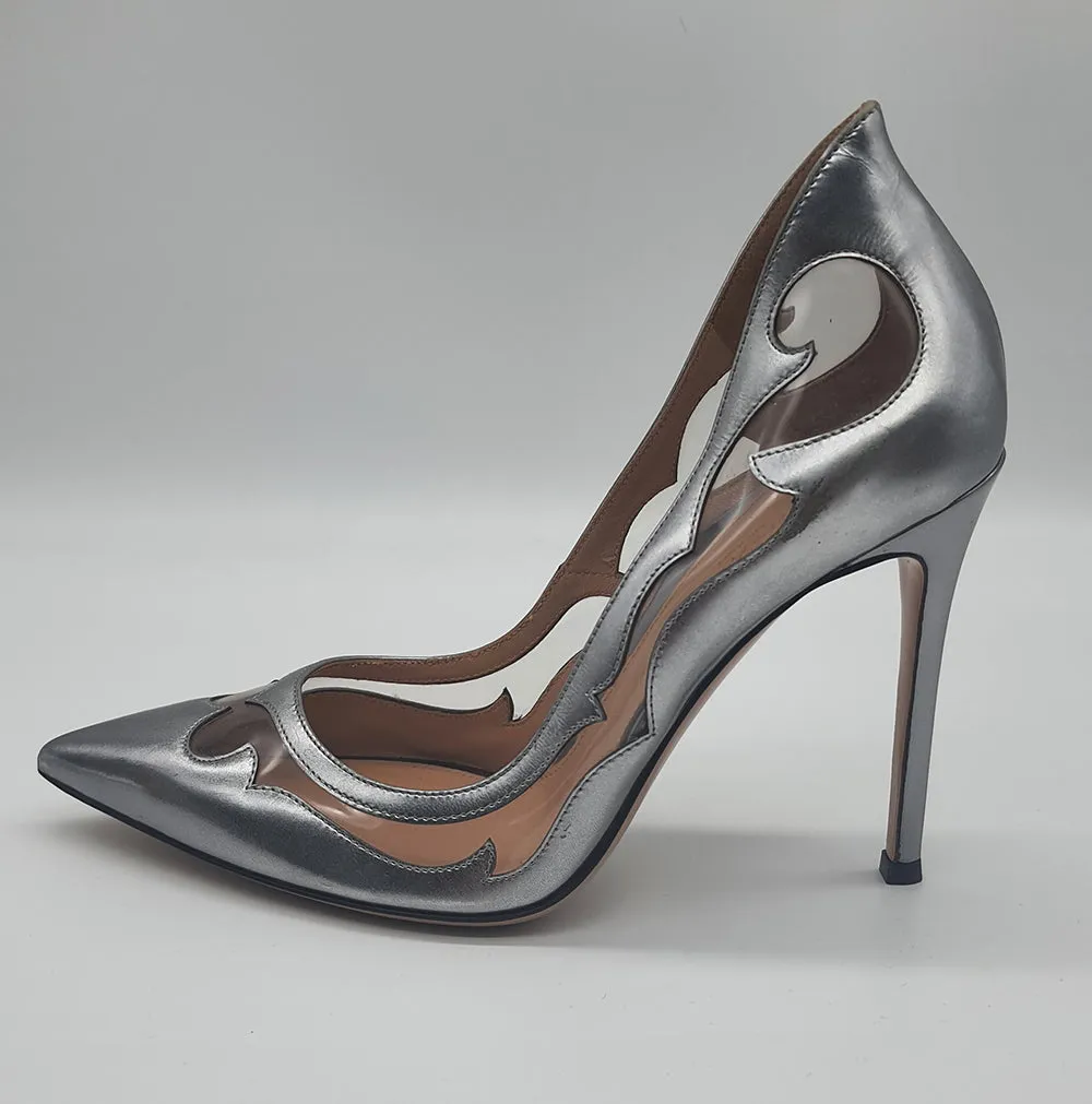 Silver Cut Out PVC Pumps
