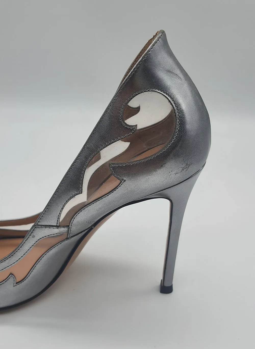 Silver Cut Out PVC Pumps