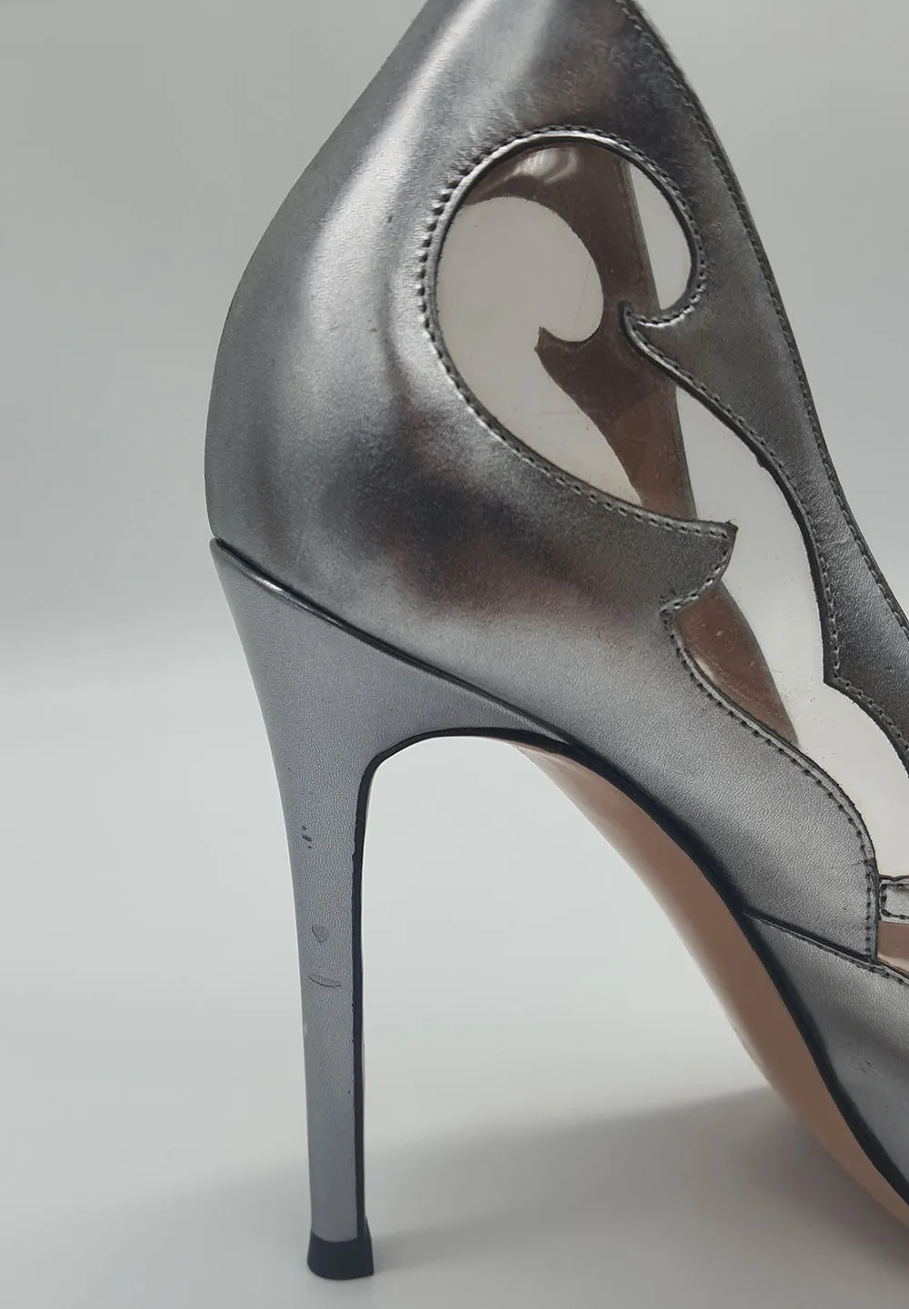 Silver Cut Out PVC Pumps