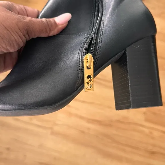 Size 7 1/2 Black Cole Haan leather peep toe ankle booties