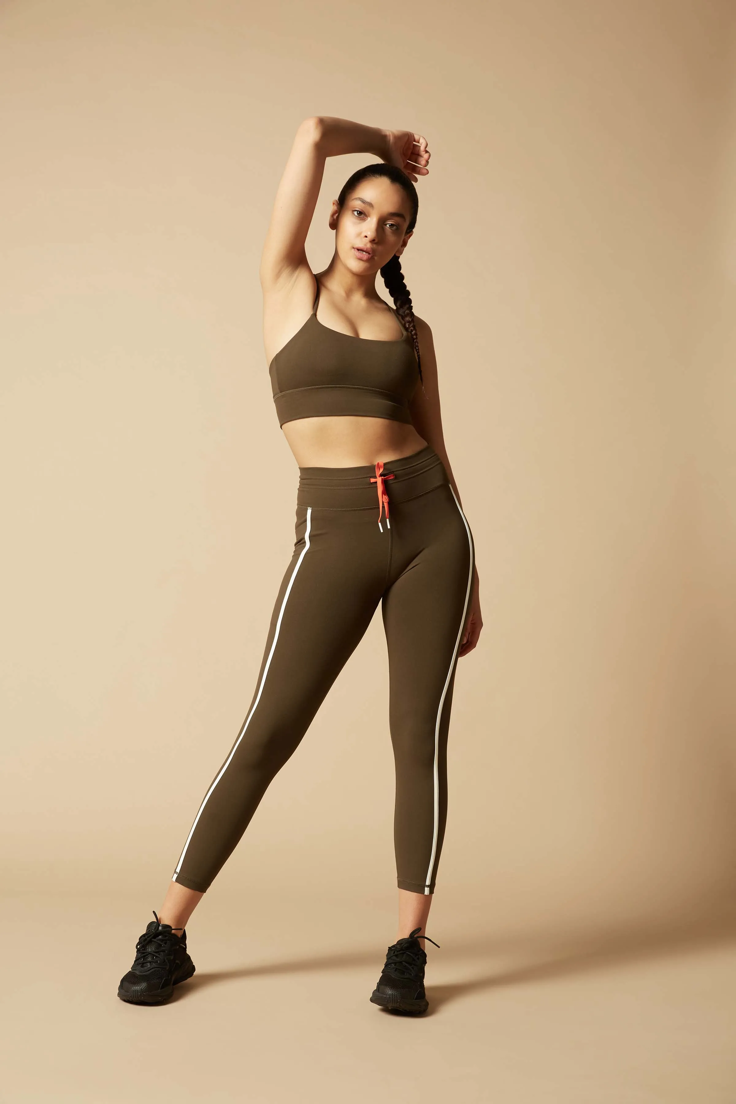 Solar 7/8 Legging - Olive & White
