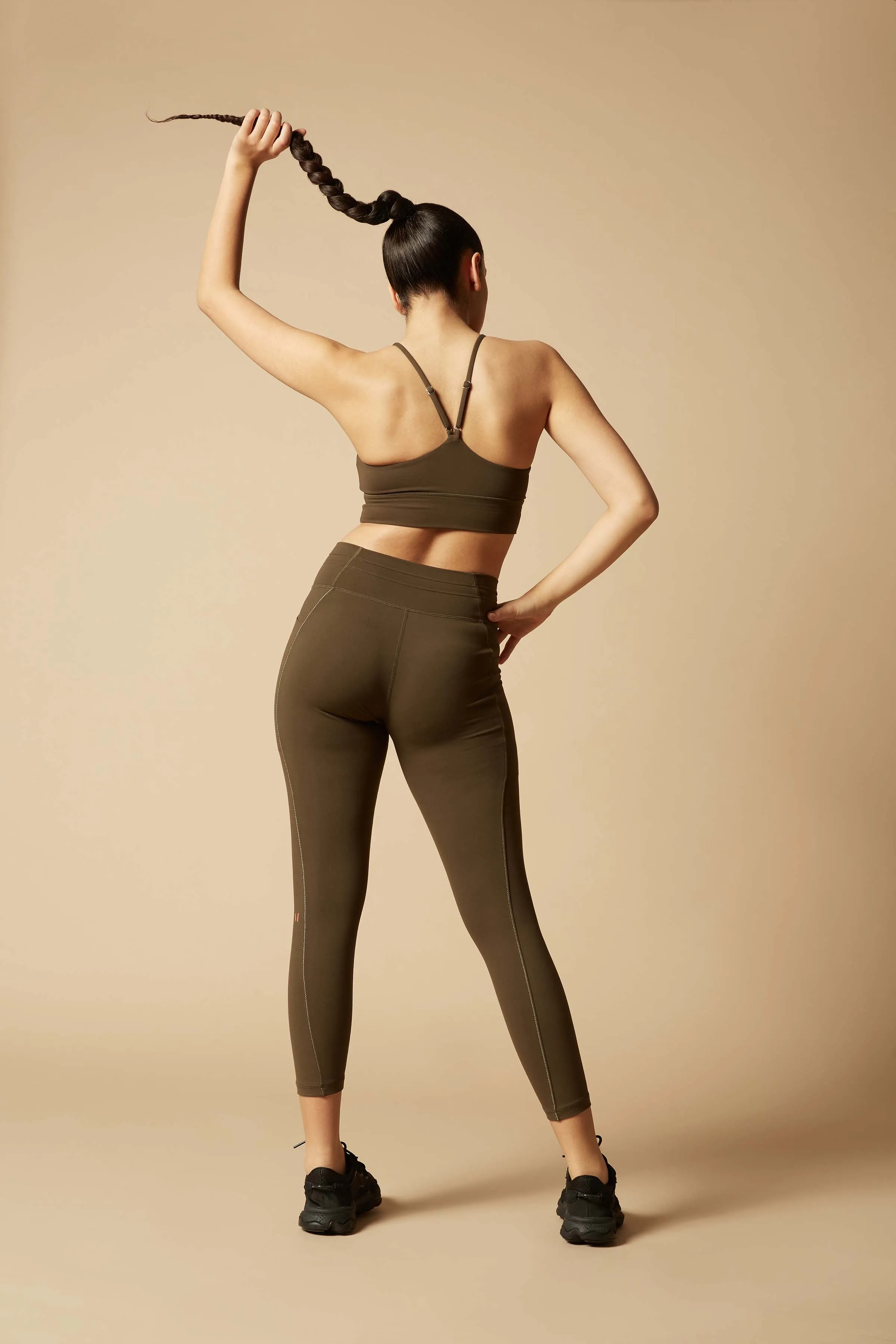 Solar 7/8 Legging - Olive & White