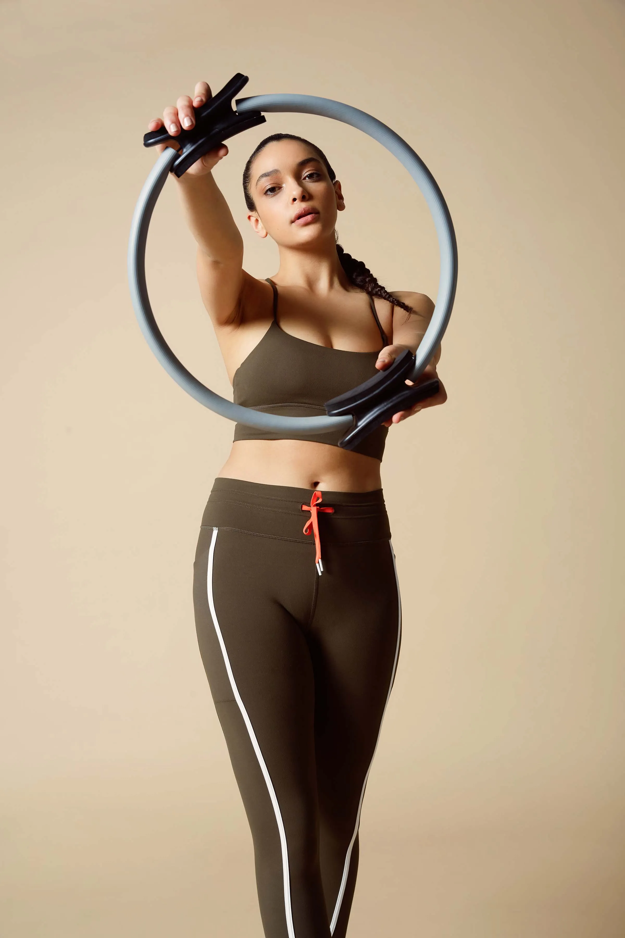 Solar 7/8 Legging - Olive & White