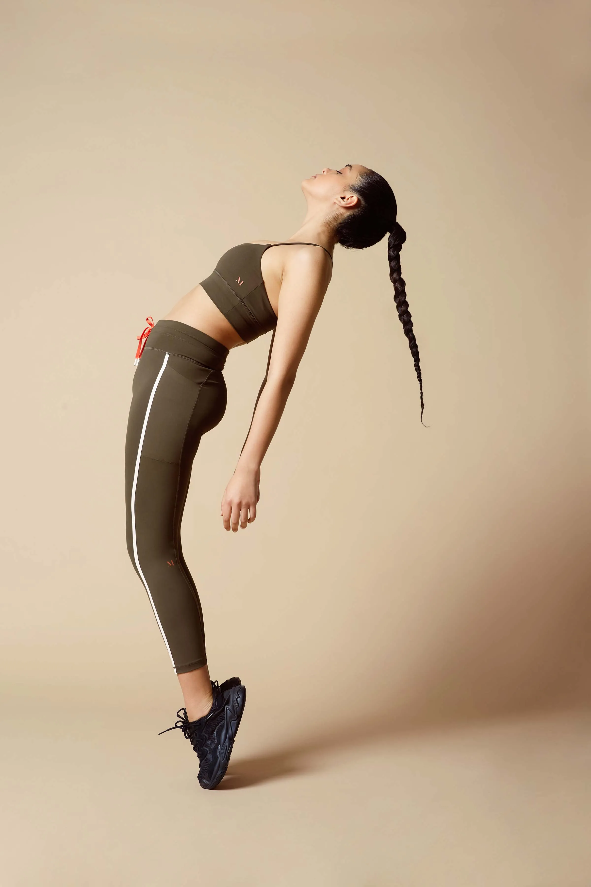 Solar 7/8 Legging - Olive & White