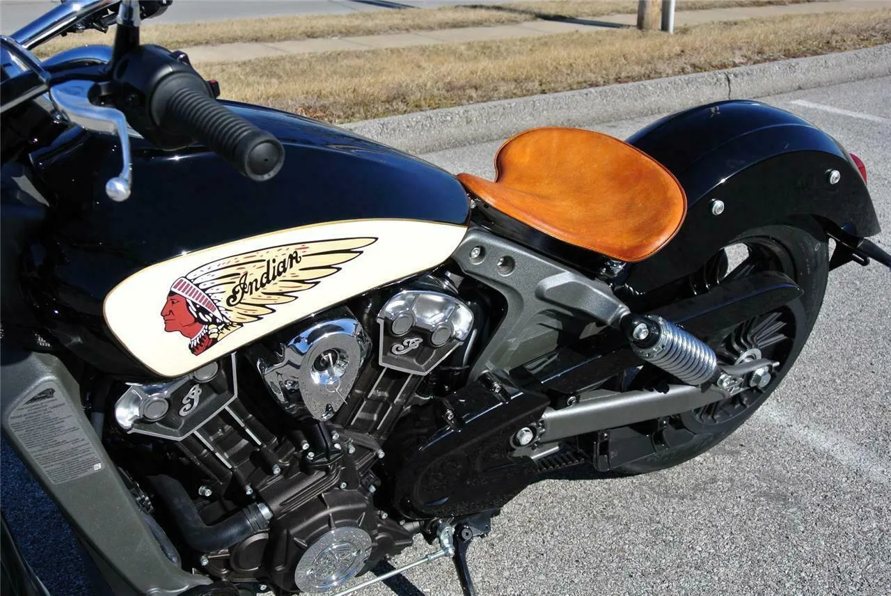 Spring Seat Chopper Bobber Harley Sportste 15x14 Tractor Ant Brn Tooled Leather