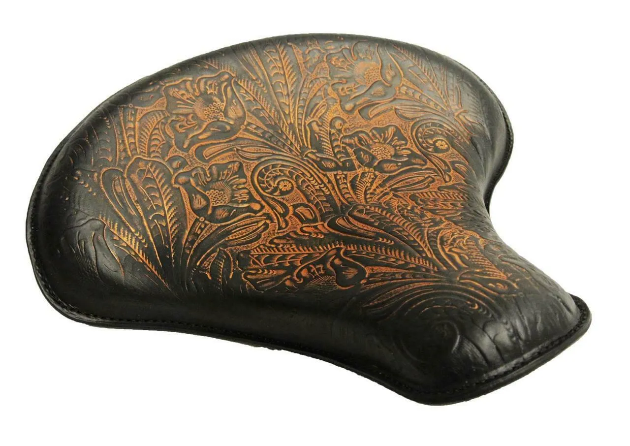 Spring Seat Chopper Bobber Harley Sportste 15x14 Tractor Ant Brn Tooled Leather