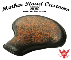 Spring Seat Chopper Bobber Harley Sportste 15x14 Tractor Ant Brn Tooled Leather
