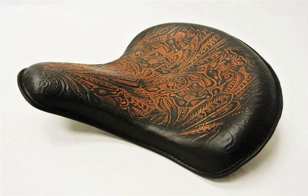 Spring Seat Chopper Bobber Harley Sportste 15x14 Tractor Ant Brn Tooled Leather