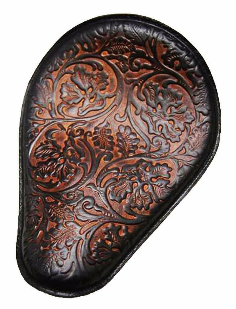 Spring Seat Chopper Bobber Harley Sportster Honda 10x13 Ant Brown Oak Leaf Leather