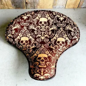 Spring Seat Chopper Sportster Harley 15x14 Scroll Skull Engraved Tooled Leather