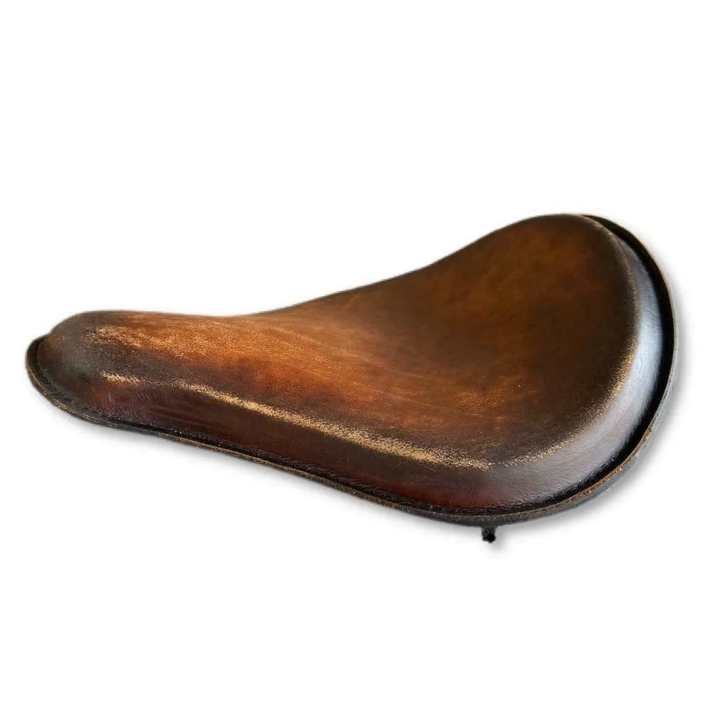 Spring Seat Chopper Sportster Harley Honda 13x15" Brown On Brown Distressed Leather
