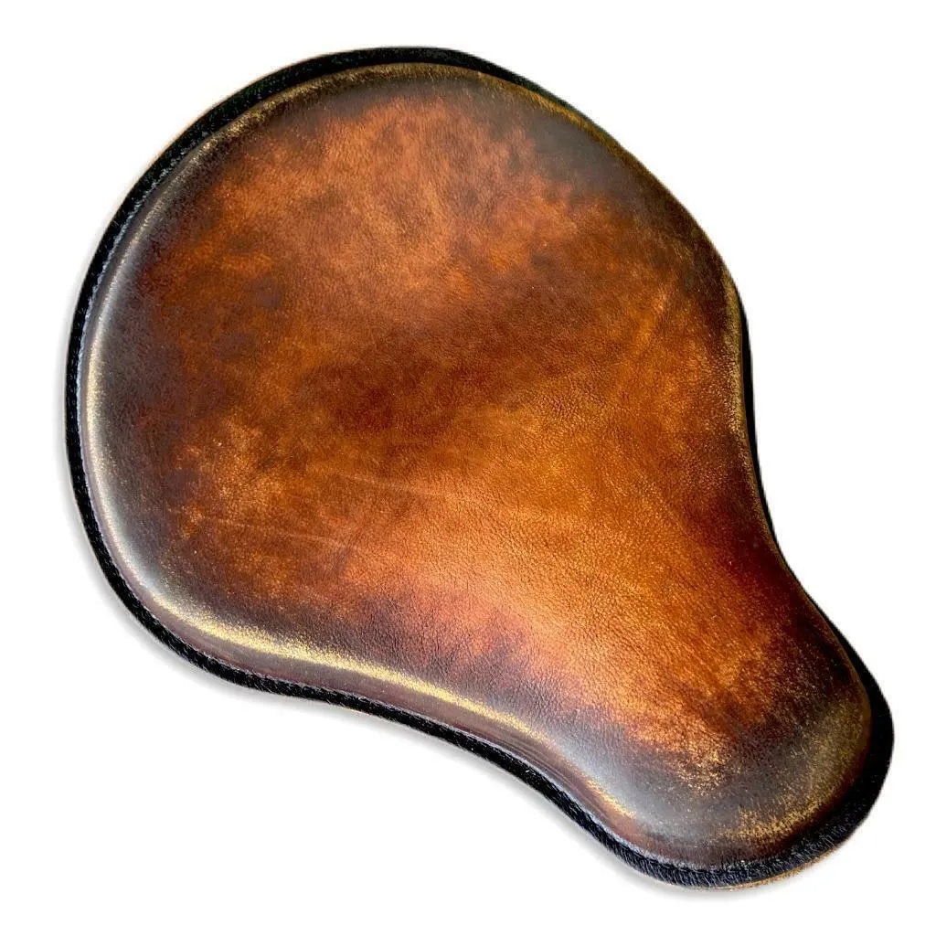 Spring Seat Chopper Sportster Harley Honda 13x15" Brown On Brown Distressed Leather