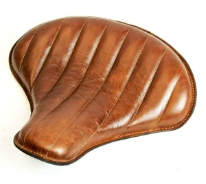 Spring Solo Tractor Seat Chopper Scout Bobber Harley 15x14 Tan Tuck Roll Leather