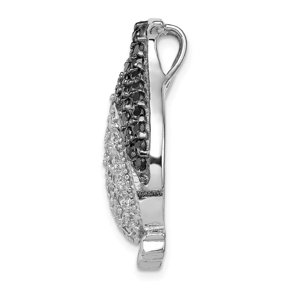 Sterling Silver Black & White CZ Penguin Chain Slide