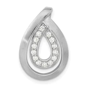 Sterling Silver Brushed CZ Chain Slide Pendant