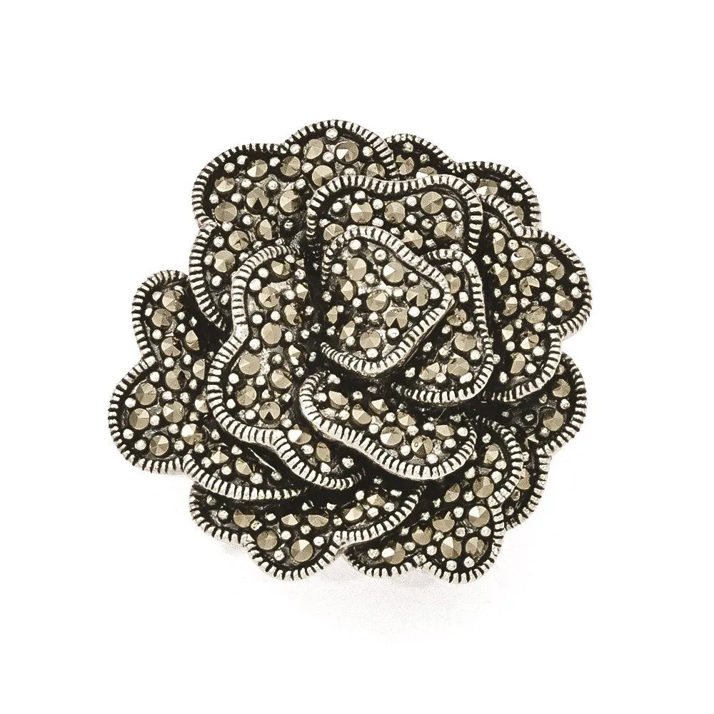 Sterling Silver Marcasite Flower Pendant