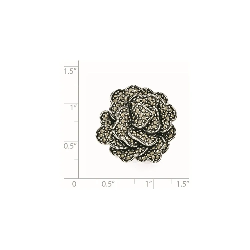 Sterling Silver Marcasite Flower Pendant