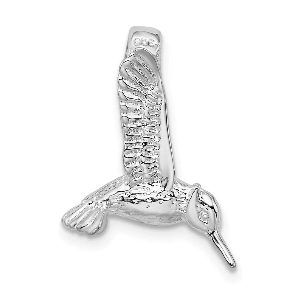 Sterling Silver Polished 3D Hummingbird Slide
