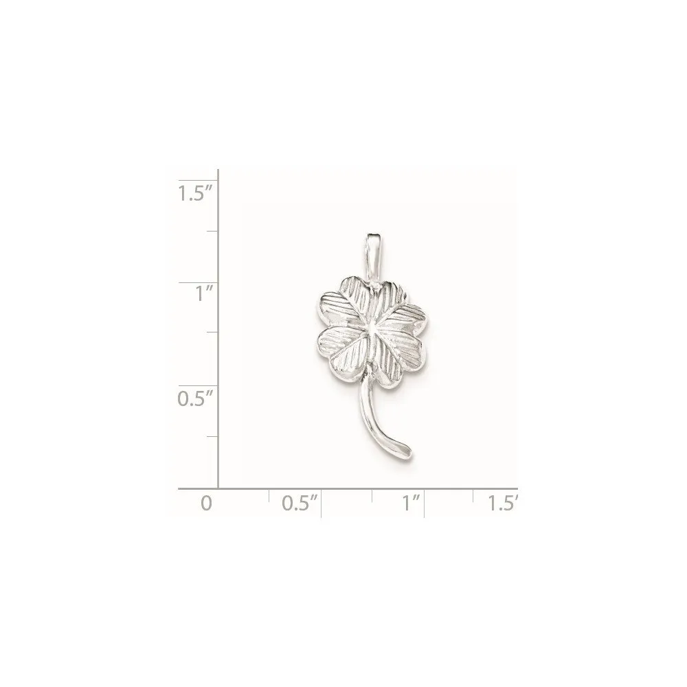 Sterling Silver Polished & Textured Clover Chain Slide